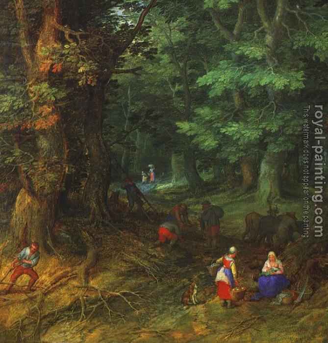 Jan The Elder Brueghel : Forest Landscape (Rest on the Flight to Egypt), detail